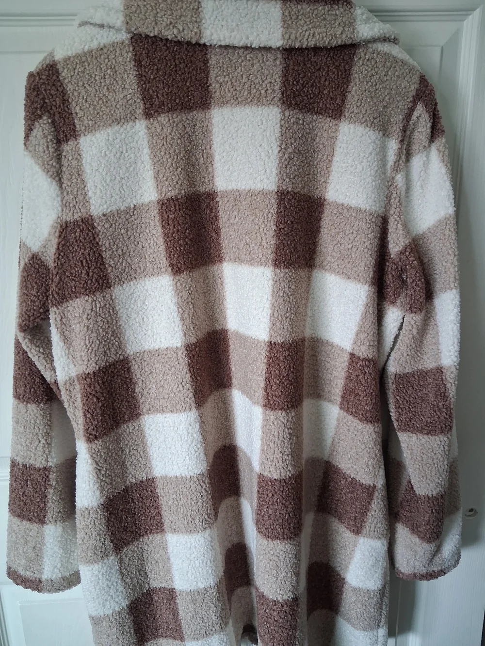 Joan Rivers Cream and Brown Plush Sherpa Blazer